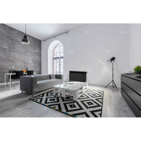 Grzejnik żeberkowy KFA Armatura G500F aluminium, podłączenie boczne 572 x 805 mm, kolor czarny (RAL 9005)