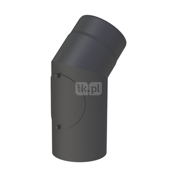 Kolano 45st. fi200mm z wyczystką, kolor czarny