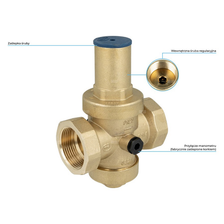 Regulator ciśnienia wody AFRISO BPR 404 mosiądz, GW 1 1/4'', 25 bar