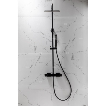 Zestaw natryskowy przesuwny KFA Armatura LOGON PREMIUM czarny, wąż 1500 mm, z deszczownicą