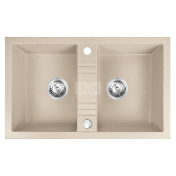 MEZZO II zlewozmywak granitowy 2-komorowy  48/78, piasek