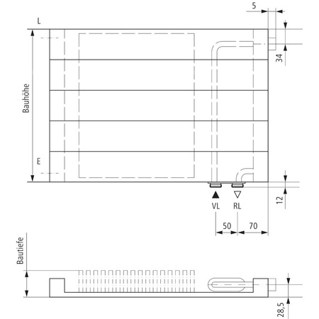 Grzejnik płytowy typ 10 KERMI V-HHV wym. 280 x 2200 mm, kolor biały, moc 708 W