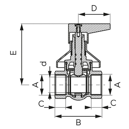 Zawór kulowy FERRO F-POWER 3/4'' GW, uchwyt: dźwignia