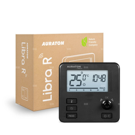 AURATON Libra R (wersja czarna) - Tygodniowy, bezprzewodowy regulator temperatury ( nadajnik 