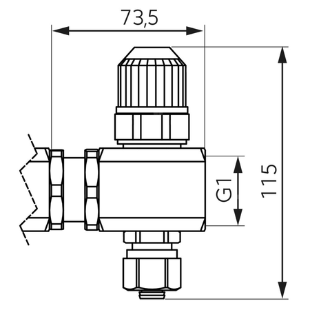 Zestaw przedłużający 1'' do rozdzielacza, z zaworem termostatycznym