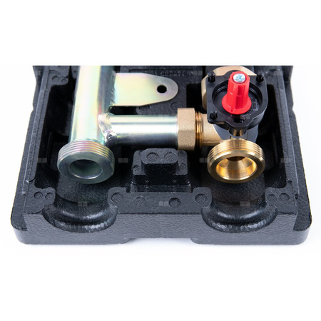 Grupa pompowa AFRISO PrimoTherm K 180-2 DN 25 AP 3-WM-SM GZ x GW 1 1/2'' x 1'', z zaworem mieszającym, z izolacją, z pompą obiegową AFRISO APH 361 25-7/180 mm, z siłownikiem arm 343 proclick