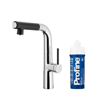 MUNGO BATERIA KUCHENNA Z FUNKCJĄ FILTRACJI WODY, CHROM / CZARNY + ZESTAW FILTRUJĄCY PROFINE BLUE S