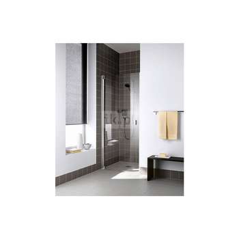 Kermi drzwi wahadłowe Raya 1TL 0900x 2000 BV: 878-908 srebro wysoki połysk, szkło ESG przezroczyste z Clean