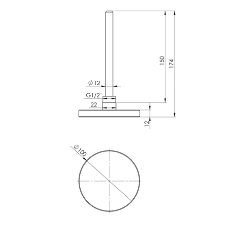 Termometr bimetaliczny AFRISO BiTh fi 100 mm 0…160'C tuleja 150 mm połączenie ax