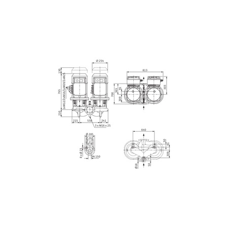 Pompa obiegowa WILO CronoTwin-DL-E 150/190-5,5/4 R1 IE4 typu in-line z silnikiem znormalizowanym 50/60 Hz, moc silnika 5.5kW 10.2 A 1450 obr/min, wlot Kołnierz DN 150