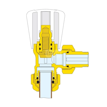 Grzejnikowy ręczny zawór kątowy do rur miedzianych oraz rur z tworzyw sztucznych 3/8" 23 p.1,5