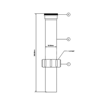 Przedłużka do syfonu umywalkowego 11/4"x32mm L-200mm