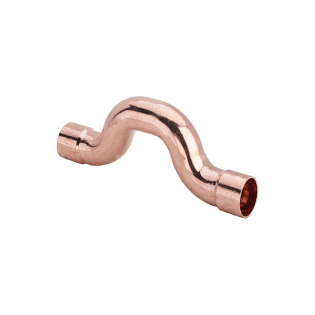 Łuk VIEGA 95085 jednoczęściowy, Cu / Cu, 18 mm, 22 mm x 18 mm x 22 mm (lw x gw), 128 mm, (głębokość: 115 mm) z uszczelką