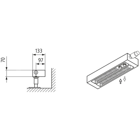 Konwektor Kermi V-Konvektor Typ32 BH140x133x1300mm QN1141, weiß, 6 bar, o. Abd., Vent. re
