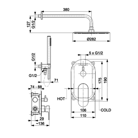 ZESTAW NATRYSKOWY HALIT PODTYNKOWY CHROM