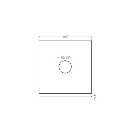 Mata uszczelniająca, guma / czarny, fi: 145 L: 500 B: 500 do odpływów prysznicowych VIEGA 494839