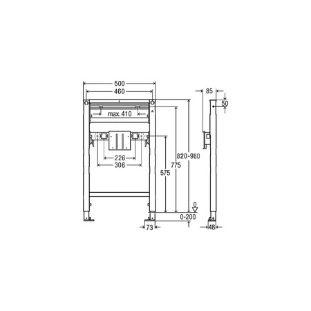 Stelaż podtynkowy do umywalki VIEGA 853631, 820 x 500 x 85 mm, bateria: stojąca, regulacja wysokośći