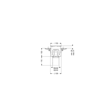 Wpust Ecoguss, DN80, odpł. pionowy, z kratką szczel/ramą nierdz. 120x120