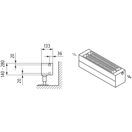 Konwektor Kermi L-Konvektor Typ32 BH140x133x1600mm QN1405,weiß,6bar, m. Abd., AB Uni.