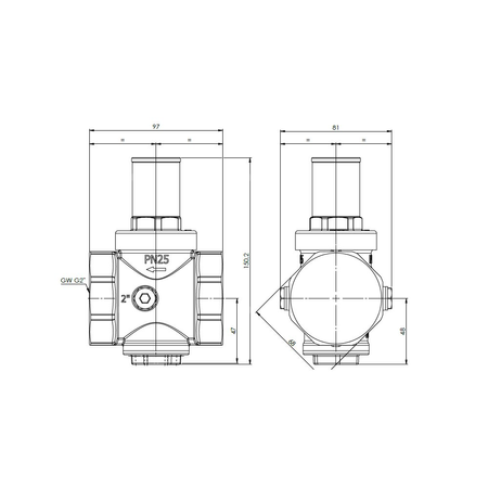 Regulator ciśnienia wody AFRISO BPR 406 mosiądz, GW 2'', 25 bar