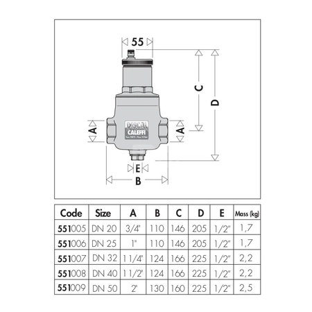 Separator CALEFFI DISCAL, 10 bar / 110'C, 2'' (GW)