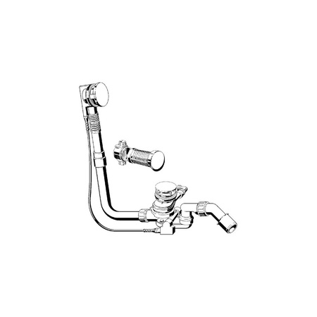 Multiplex Trio F-komplet odpływowo-przelewowy nr wzoru 6145.5 DN: 40/50 długość cięgna Bowdena: 725 L: 130–370 H: 180–370 wanna z odpływem pośrodku