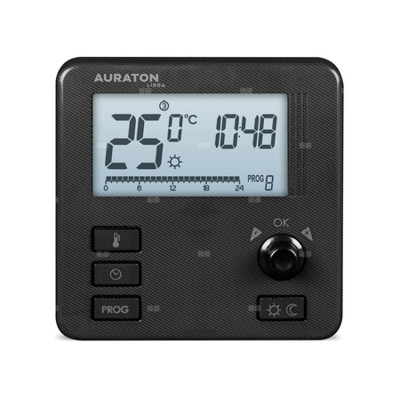 AURATON Libra (wersja czarna) - Tygodniowy, przewodowy regulator temperatury