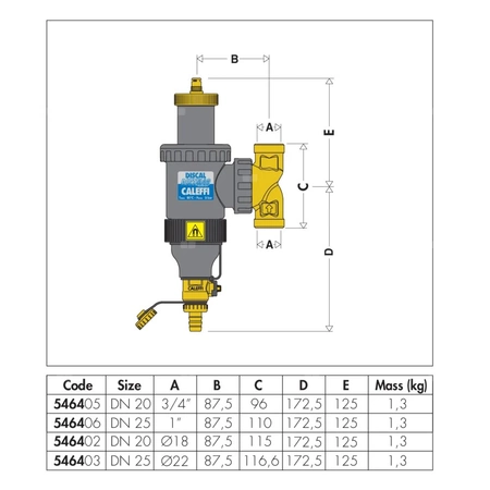 DISCALDIRTMAG - Separator powietrza-zanieczyszczeń. Korpus z technopolimeru 3/4"