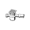 Wpust VIEGA 49214 z 1 przyłączem DN 50, odpływ pionowy, kratka 100x100mm stal