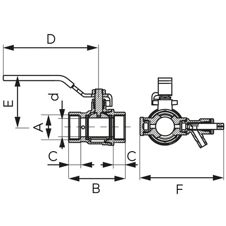 Zawór kulowy FERRO F-POWER 1 1/4'' GW, uchwyt: dźwignia