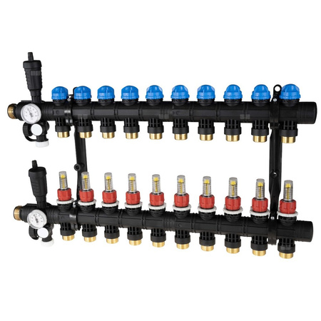 Rozdzielacz do ogrzewania podłogowego AFRISO ProCalida EF1 10-obieg. poliamid GZ 1'' x euroconus 3/4''