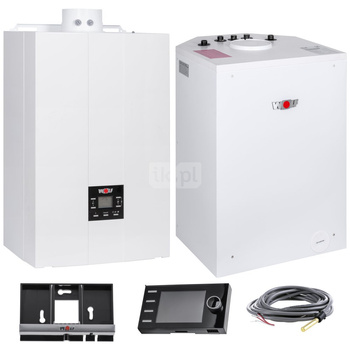 Pakiet - Kocioł gazowy jednofunkcyjny WOLF FGB-28 kondensacyjny wiszący 5.3 - 27.3 kW + RegulatorBM-2 + Zasobnik c.w.uCSW-120