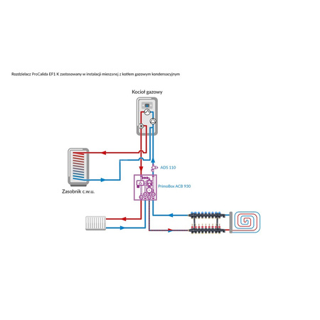Rozdzielacz do ogrzewania podłogowego AFRISO ProCalida EF1 K 9-obieg. poliamid GZ 1'' x euroconus 3/4'' + przepływomierz + zawór napełn/spust