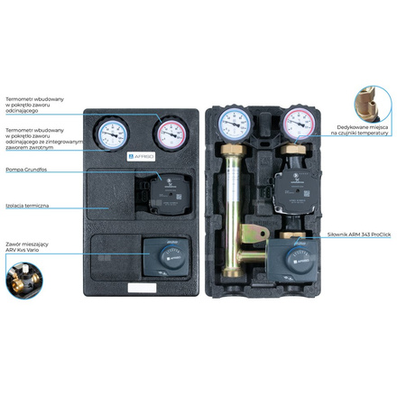 Grupa pompowa PrimoTherm K 180-2 DN25 GP 3-WM-SM, pompa Grundfos UPM3 Hybrid, zawór mieszający ARV Kvs Vario, siłownik ARM 343 ProClick