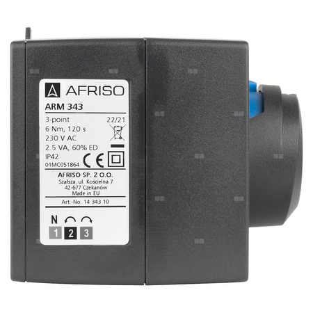 Zawór obrotowy trójdrogowy AFRISO ARV 386 Vario ProClick, mieszający, Siłownik elektryczny ARM 343, DN 40