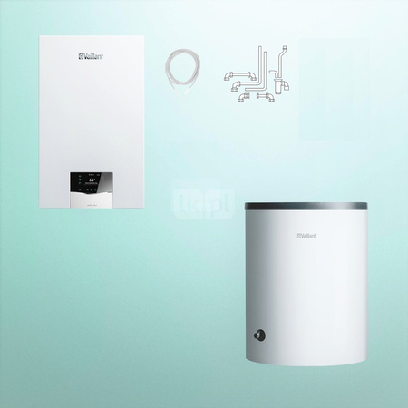 Pakiet - Kocioł gazowy jednofunkcyjny VAILLANT ecoTEC plus VC 15CS/1-5 kondensacyjny wiszący 2.8-16.4 kW + Zasobnik c.w.u VIH R 120/6 B + Zestaw podłączeniowy 