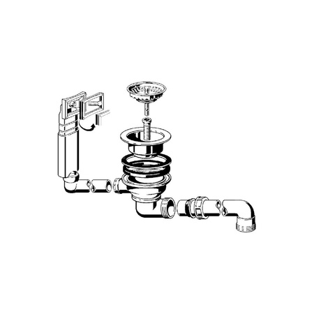 Komplet odpływowo-przelewowy nr wzoru 7139.151 G: 1½ fi: 114,5 do zlewozmywaków z otworem odpływowym fi 90