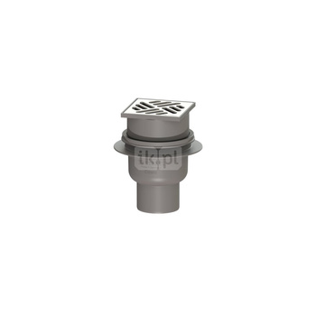 Wpust KESSEL Classic z 1 przyłączem DN 70, odpływ poziomy (zdejmowany), kratka 100x100mm stal nierdzewna