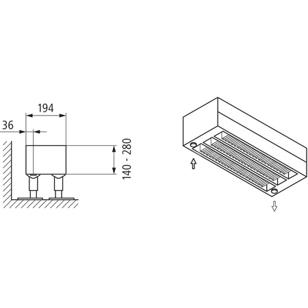 Konwektor Kermi Konvektor Typ43 BH280x194x1900mm QN3580, weiß, 6bar, o. Abd., AB Uni.