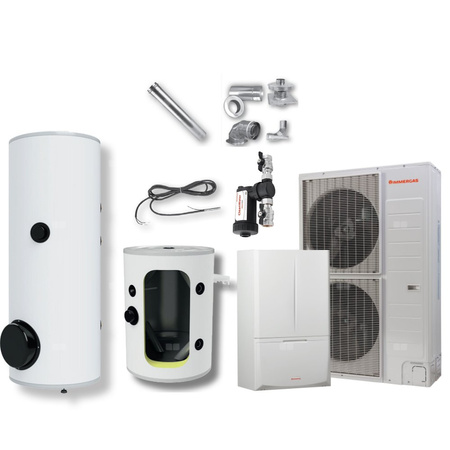 Pakiet - Pompa ciepła powietrze-woda split IMMERGAS MAGIS COMBO 12 V2 T 11.3 kW 400 V + Zasobnik c.w.u. OKC 300 NTR/HP + Zasobnik buforowy NAD 100 V1