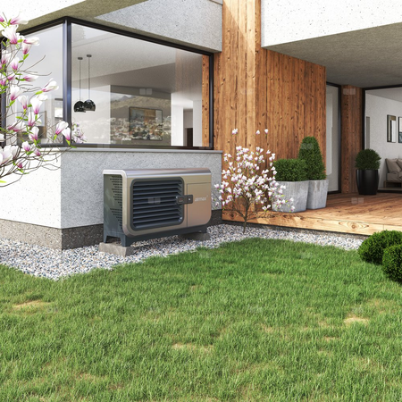 Hybrydowy system grzewczy: pompa ciepła 1F R290 Airmax3  7GT (2-9 kW) + moduł hydrauliczny Gbox + wymiennik c.w.u. do pomp ciepła Tower Grand 200 z kompletem elektrycznym 2kW + bufor 100 + centrala Smart Home Sinum