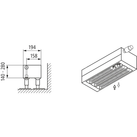 Konwektor Kermi V-Konvektor Typ43 BH140x194x1600mm QN1896, weiß, 6 bar, m. Abd., Vent. re