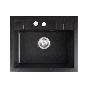 MEZZO II zlewozmywak granitowy 1-komorowy 48/58, grafit shine