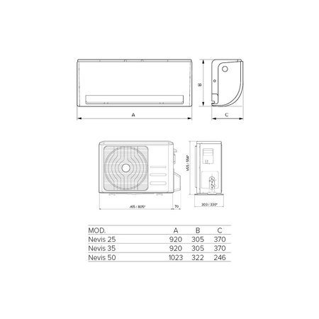 Klimatyzator split zestaw ARISTON NEVIS EVO R32 50 MUD0 jednostka wewnętrzna i zewnętrzna 5,3 kW