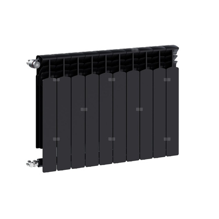 Grzejnik żeberkowy KFA Armatura G600F/10 aluminium, podłączenie boczne 672 x 805 mm, kolor czarny