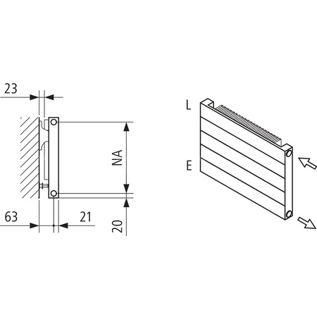 Grzejnik płytowy typ 11 KERMI HHN, z osłonami wym. 350 x 3400 mm, kolor biały, moc 2346 W