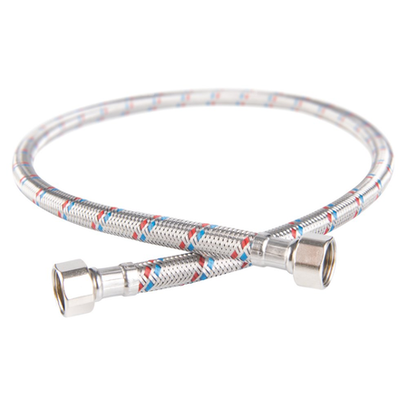 Wąż przyłączeniowy elastyczny FERRO z oplotem (stal), GW x GW, 3/8'' x 3/8'', długość 80 mm