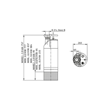 Pompa zanurzeniowa do ścieków WILO Padus PRO M08/T039-540 PP 3 x 400 V, moc 2.1 W 50 Hz