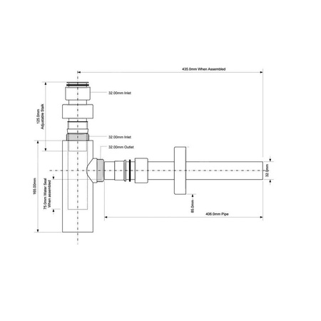 Syfon umywalkowy butelkowy DEKORACYJNY 11/4"x32 bez spustu SATYNA