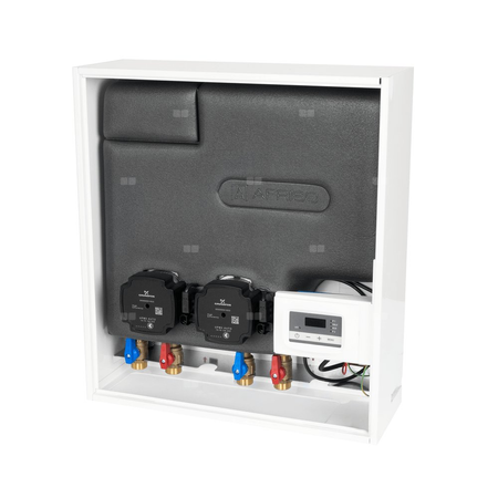 Grupa pompowa AFRISO PrimoBox AHB 622 GZ x GW 3/4'' x 3/4'', z zaworem termostatycznym, z izolacją, z pompą obiegową 2x Grunfos UPM3 Auto